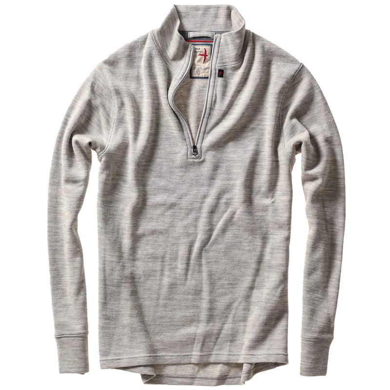 Lt Grey Heather Wool / Cotton Quarter-Zip by Relwen