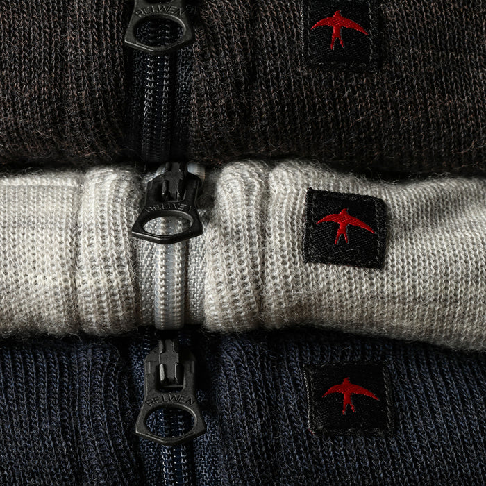 Dark Heather Navy  Wool / Cotton Quarter-Zip by Relwen