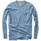 Relwen Lt Blue / Brown Stripe Ringspun L/S Pocket Tee