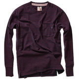 Relwen Navy / Red Stripe Ringspun L/S Pocket Tee