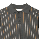 Far Afield "Pennon" Grey Striped L/S Polo
