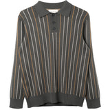 Far Afield "Pennon" Grey Striped L/S Polo