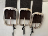 Drk Brown Belt with Silver Cabochons / Laser Pattern Belt by Orciani Italy