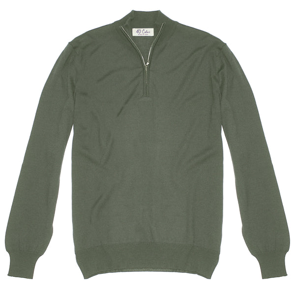 ITALIAN MILITARY ZIPニット◆ Vintage US Military Sweater Mens XL Green Grid Fleece Half Zip