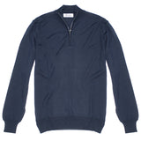Dark Navy Italian Merino Wool 1/4 Zip Pullover by 40 Colori Italy