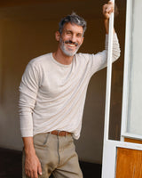 Bone Linen "Sun" Crewneck Tee by Alex Crane