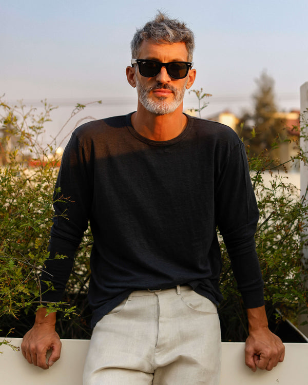 Night Linen LS "Sun" Crewneck " Tee by Alex Crane