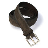 "Cloudy" Dark Chocolate Sueded Leather Belt by Orciani Italy
