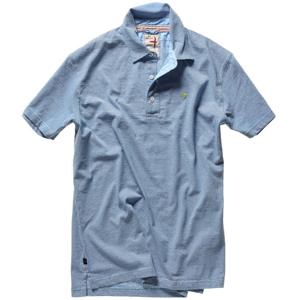 Relwen Brt Blue / White Stripe Ringspun Polo