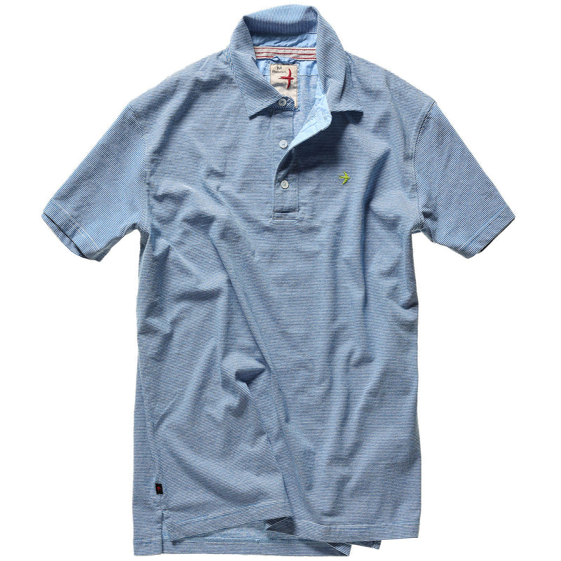 Relwen Brt Blue / White Stripe Ringspun Polo