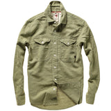 Lt Olive Slub Linen Work Shirt by Relwen