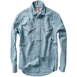 Sky Blue Slub Fade Linen Work Shirt by Relwen