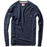 Navy Heather L/S Vintage Pique Pocket Crew by Relwen