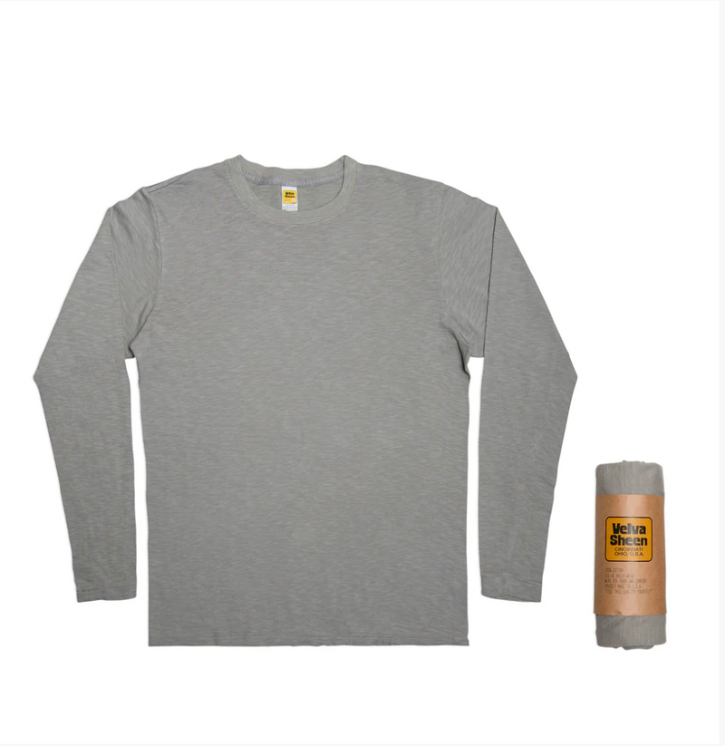 Velva Sheen Lt Grey L/S Rolled Crewneck Tee
