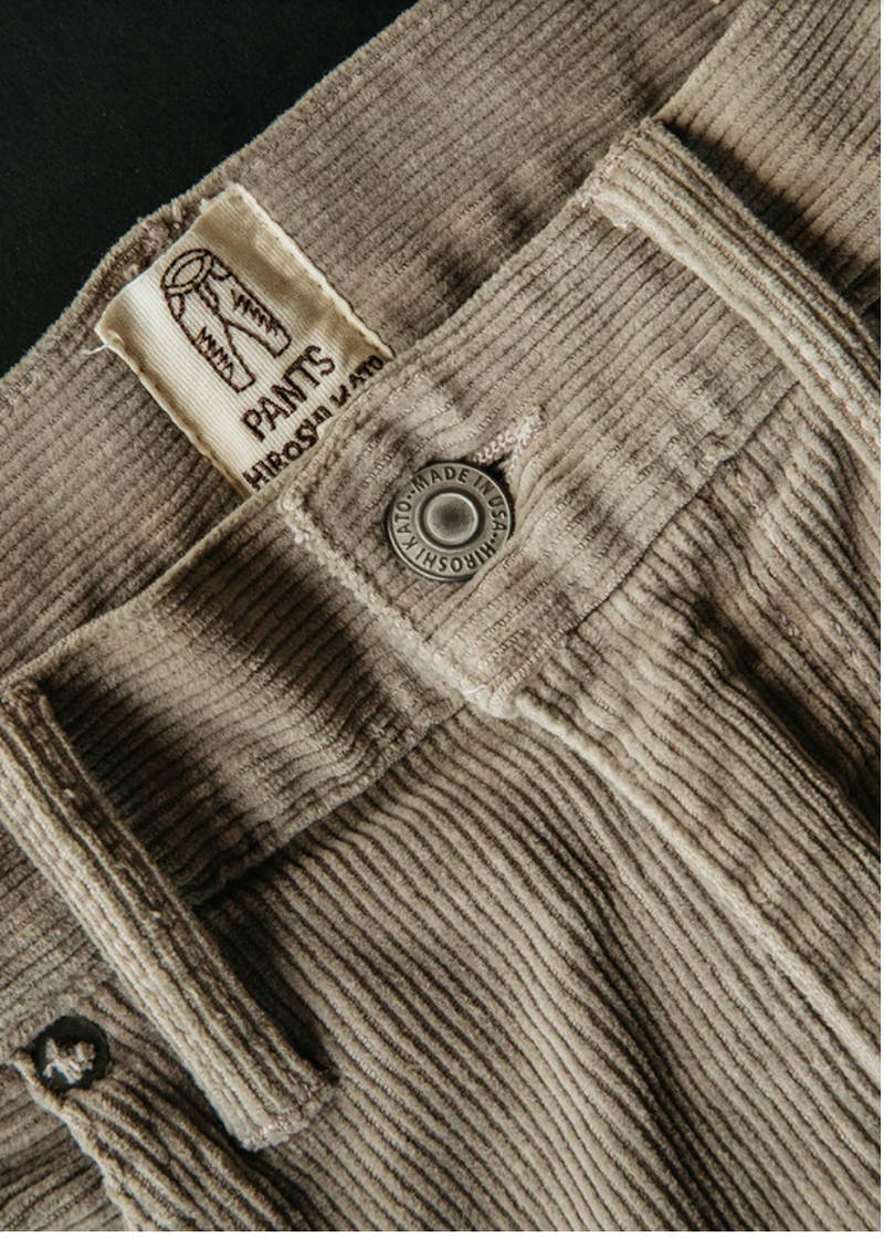 The "Pen" Slim Lt Grey Stretch Pinwale Cord Pant by Hiroshi Kato