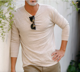 Bone Linen "Sun" Crewneck Tee by Alex Crane
