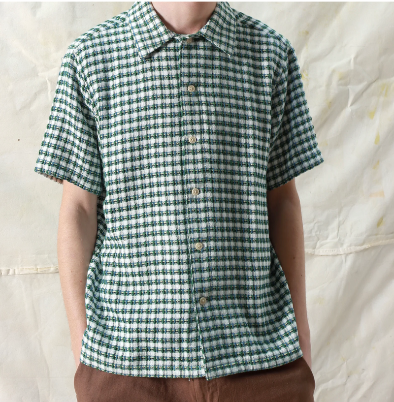 Far Afield Tropical Green "Busey" Dobby Check Shirt