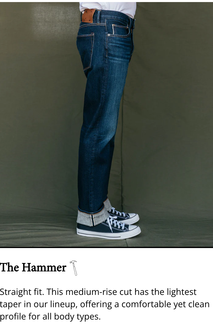 The "Hammer" Straight Leg  - 10.5 oz Selvedge Denim "Rain" Wash by Hiroshi Kato