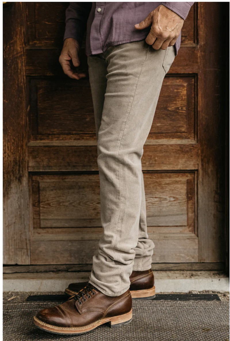 The "Pen Slim" Lt Grey Stretch Pinwale Cord Pant by Hiroshi Kato