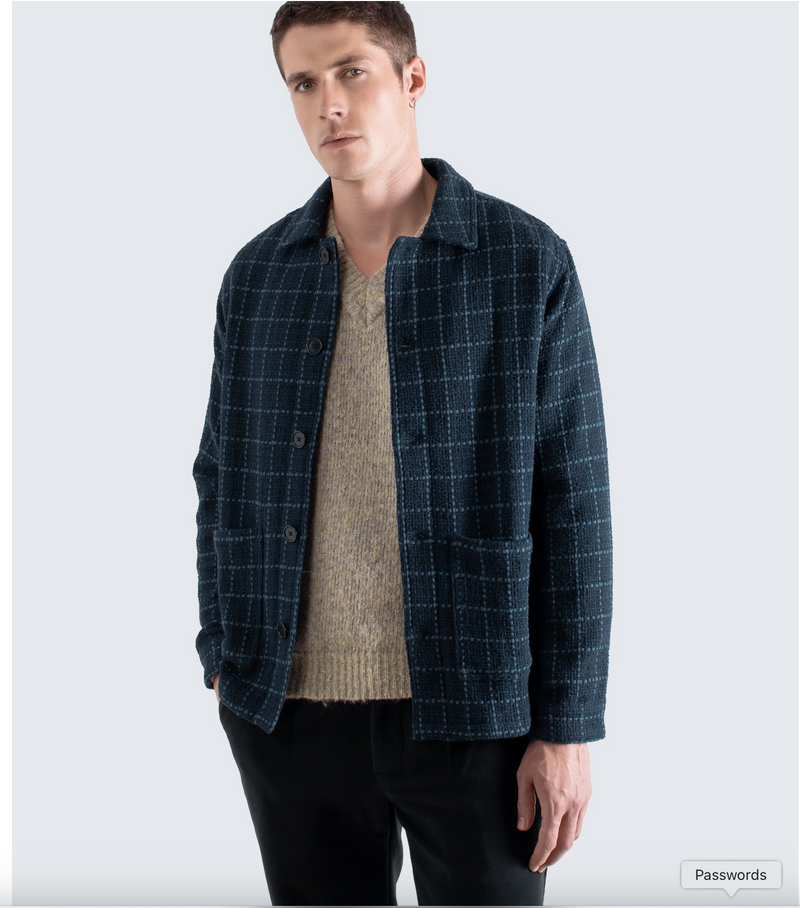 Navy / Blue Windowpane Bisset Jacket by Far Afield
