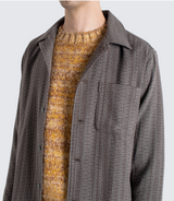 Brown / Stone "Busey" Dobby Check Shirt by Far Afield