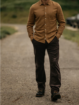 The "Pipe" 16W Carob Stretch Cord Chino by Hiroshi Kato