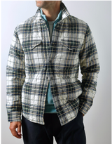 Cream / Brown Forest Tartan Quilted Flannel Shirt by Relwen