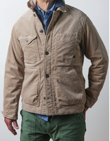 Buff Khaki Cord Pile-Lined Chore Coat by Relwen