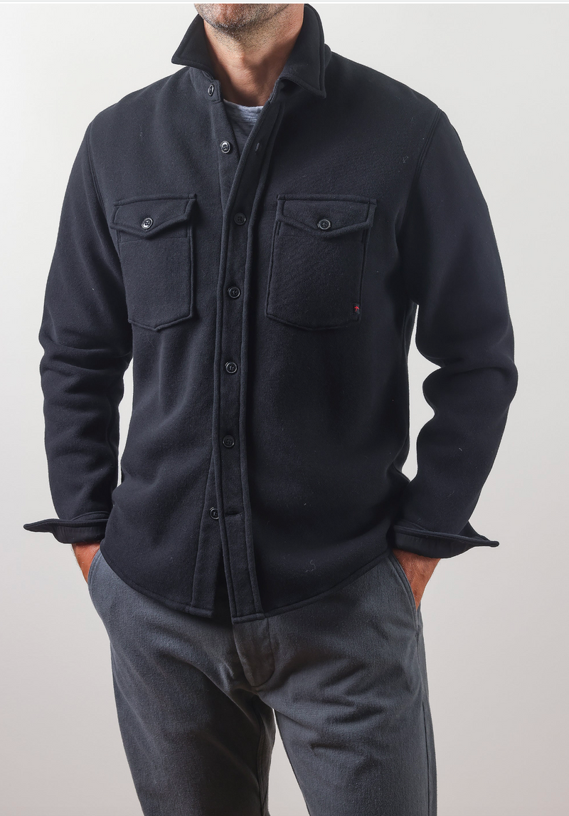 Black Pique Fleece Workshirt by Relwen