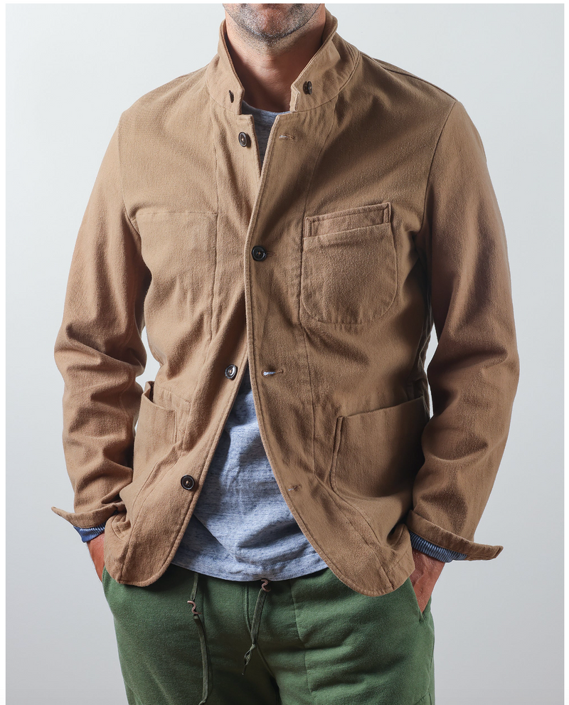 Camel Moleskin Trap Blazer by Relwen