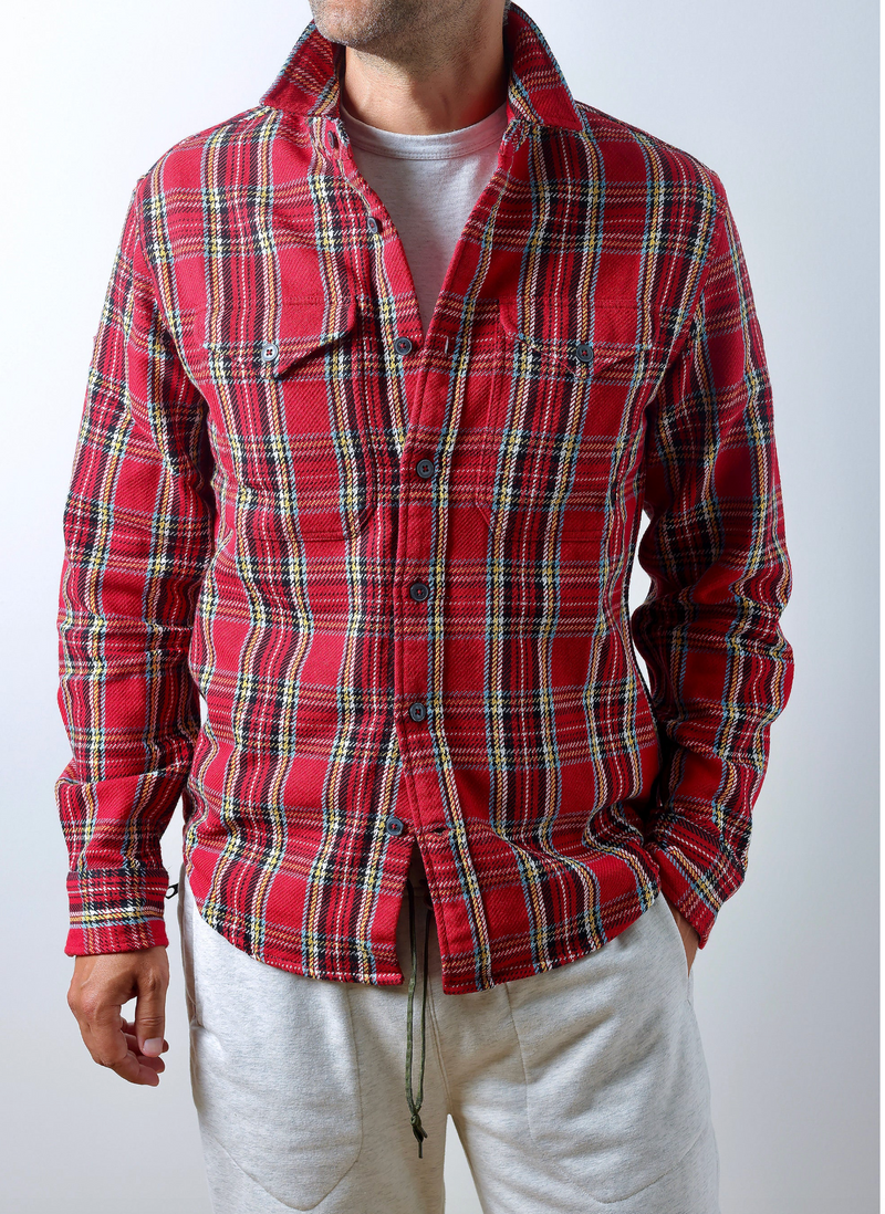 Navy Multi Plaid Mountain Flannel Shirt by Relwen