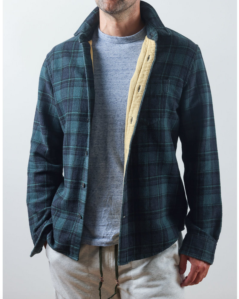 Charcoal Herringbone Chamois Lined Flannel Shirt by Relwen