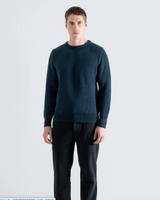Contrasting Navy / Blue  Ribbed Knit Crewneck Sweater by Far Afield UK