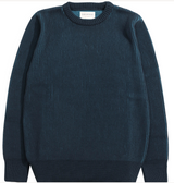 Contrasting Navy / Blue  Ribbed Knit Crewneck Sweater by Far Afield UK