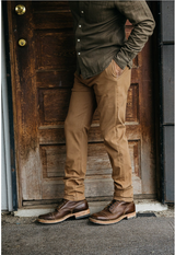 The "Pen Slim" Khaki Stretch Pinwale Cord Pant by Hirioshi Kato