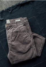 Hiroshi Kato "Pipe" Anchor Grey Straight Leg Stretch Cord Chino