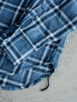 Daydream Blue Nep Plaid "Brace " Shirt by Hiroshi Kato