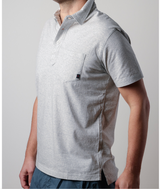 Stone / White Fineline Jersey Polo by Relwen