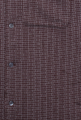 Brown / Stone "Busey" Linear Dobby Check Shirt by Far Afield