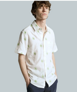 White/ Green Embroidered "Sunseeker" Shirt by Far Afield