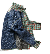 Relwen Green Multi Plaid Quilted  Flannel Shirt Jacket