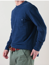 Relwen Navy / Red Stripe Ringspun L/S Pocket Tee