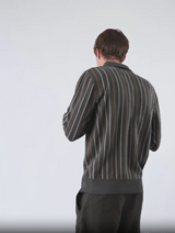 Far Afield "Pennon" Grey Striped L/S Polo