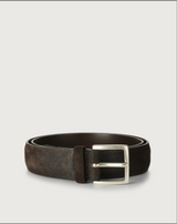 "Cloudy" Dark Chocolate Sueded Leather Belt by Orciani Italy