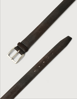 "Cloudy" Dark Chocolate Sueded Leather Belt by Orciani Italy