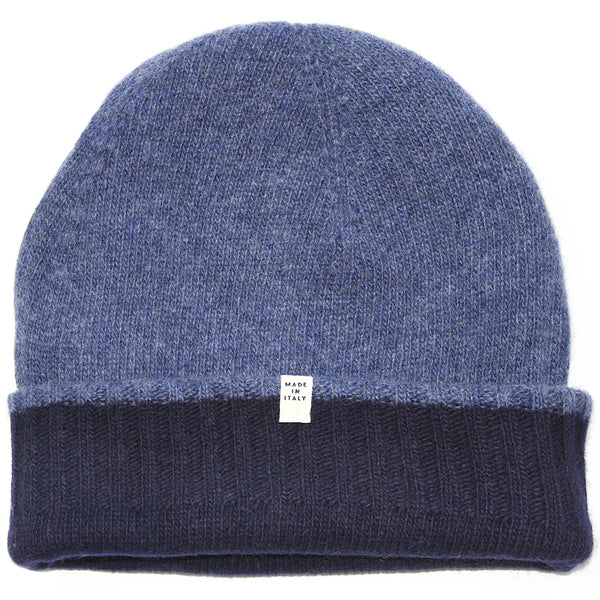 Reversible Navy /Denim Cashmere Merino Beanie by 40 Colori
