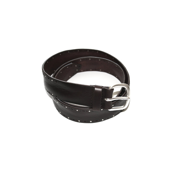 Drk Brown Belt with Silver Cabochons / Laser Pattern Belt by Orciani Italy