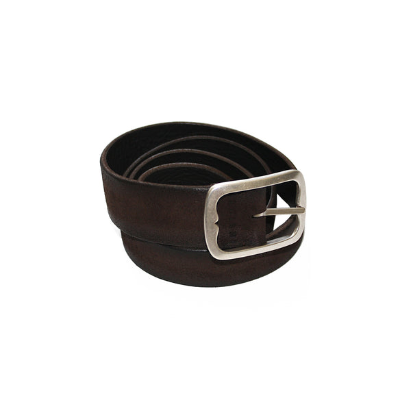 Reversible Chocolate Suede - Pebbled Leather Belt by Orciani Italy