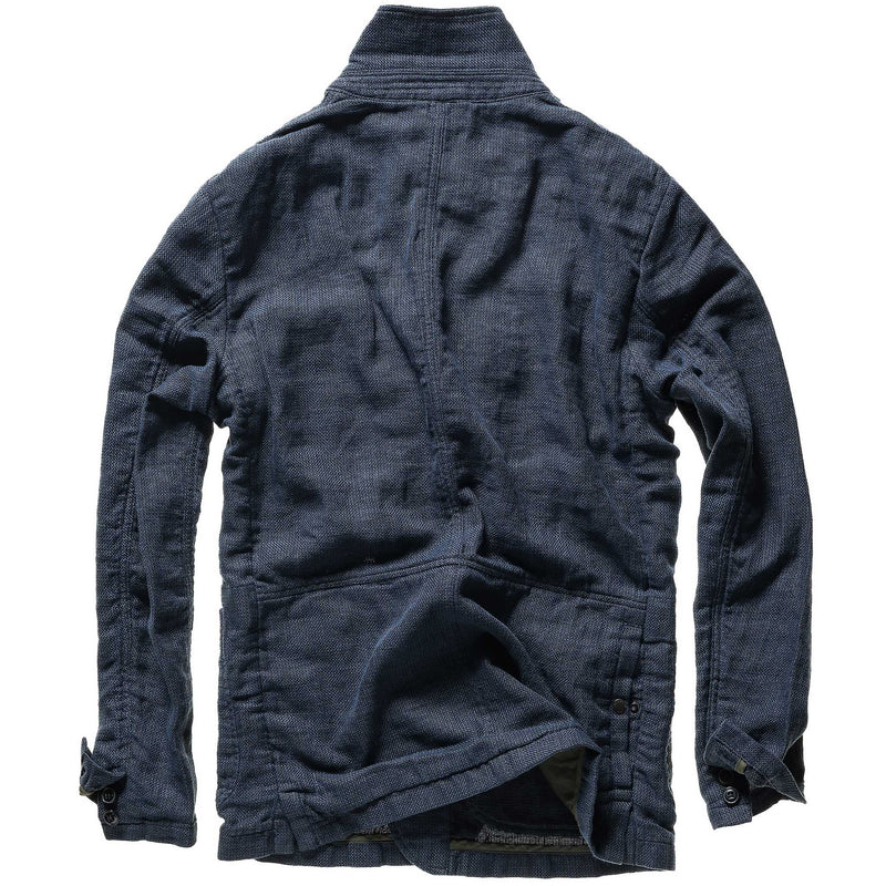 Navy Linen Basketweave Tropical Trap Blazer by Relwen