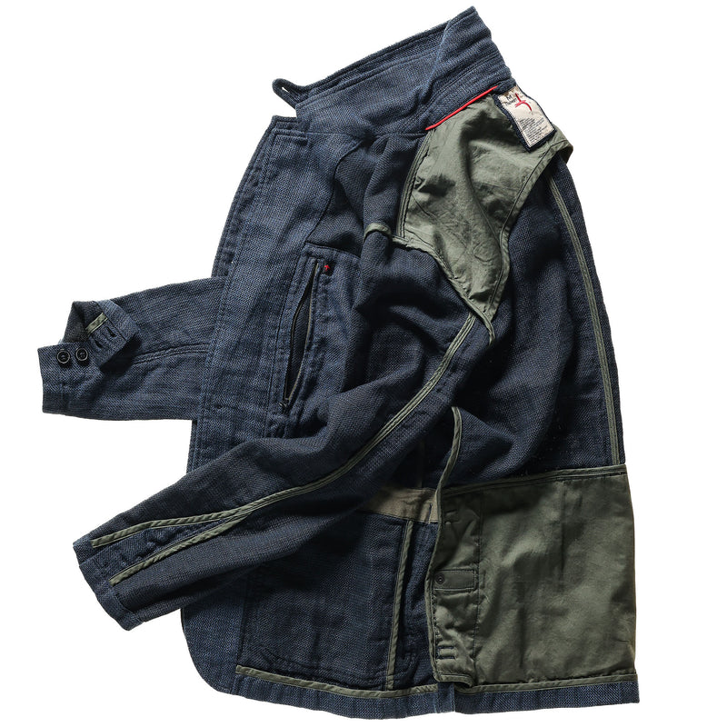 Navy Linen Basketweave Tropical Trap Blazer by Relwen